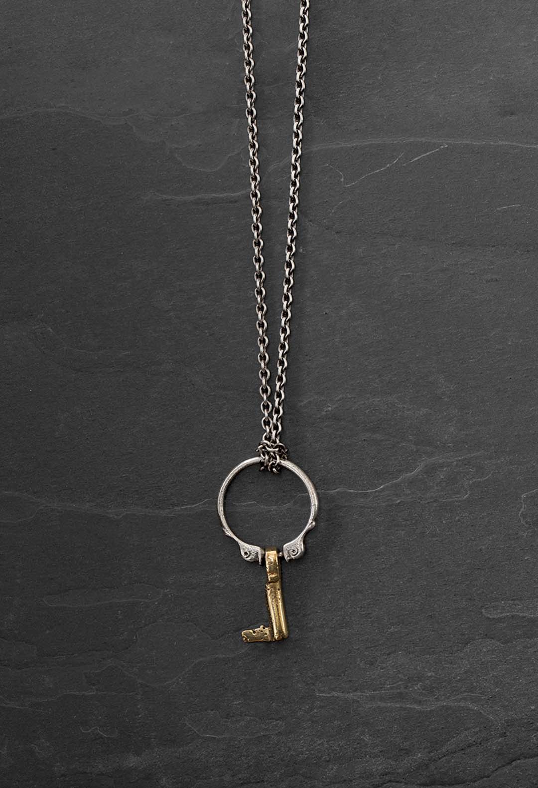 Silver & gold key necklace