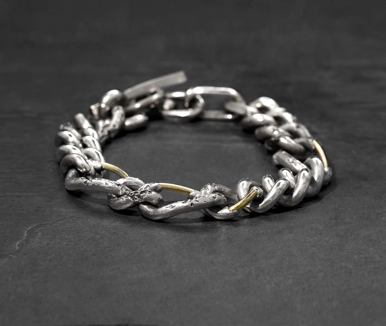 Gold constructed chain bracelet