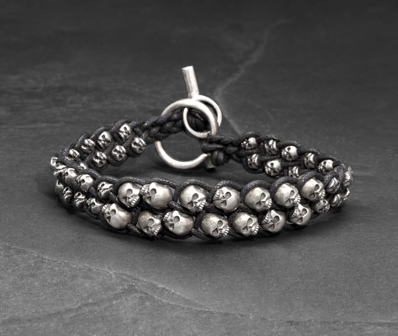 Multiple skulls braid bracelet