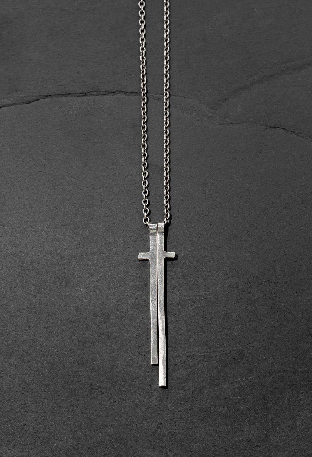 Split cross necklace