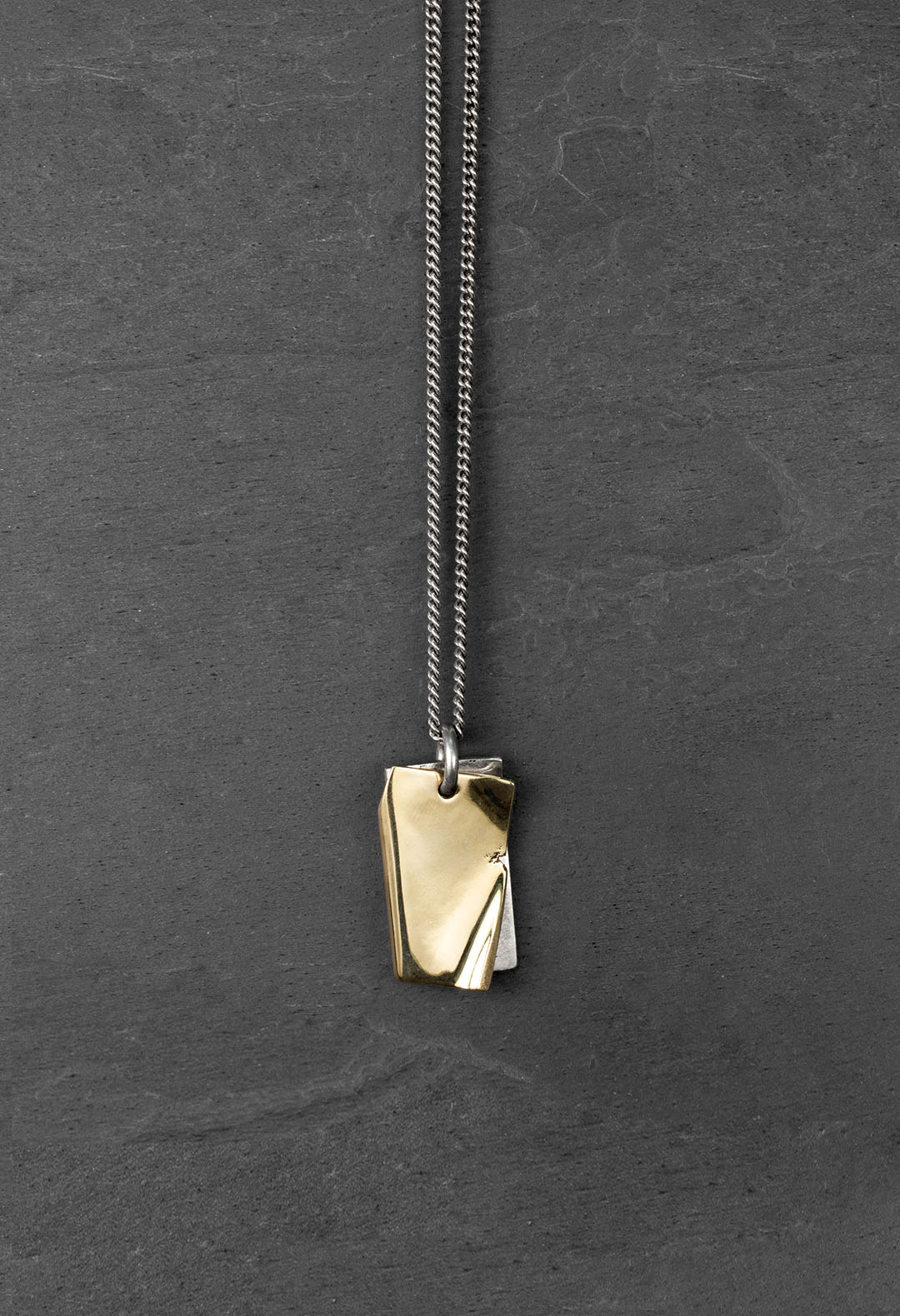 Gold folded edge necklace